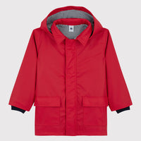 hooded rain jacket red
