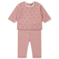 two piece cardigan set rose