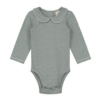 baby collar onesie grey melange stripe