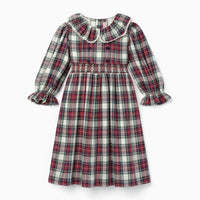 festa smock dress ivory tartan