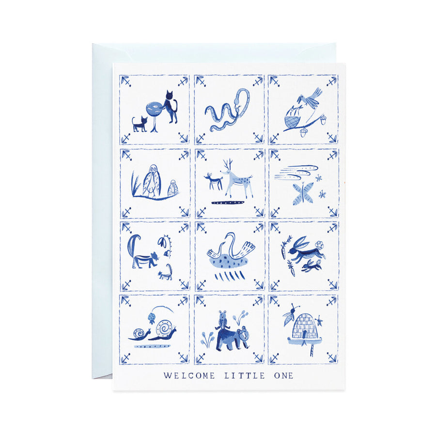 new baby delft tiles- greeting card