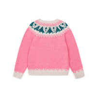 tree jacquard pullover rose pompom