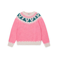 tree jacquard pullover rose pompom