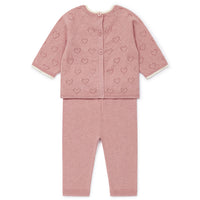 two piece cardigan set rose