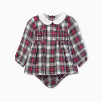 baby festa smock set ivory tartan