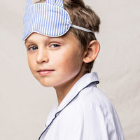 seersucker kitty eye mask french blue