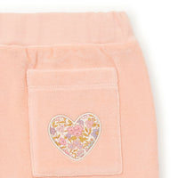 girls velvet logo pant