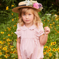 neva rompersuit pink polkadot