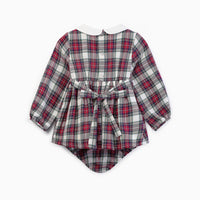 baby festa smock set ivory tartan