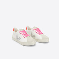 esplar laces chromefree sneakers white silver orange fluo
