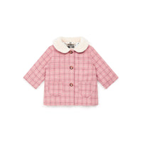 baby coat carreau rose