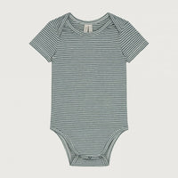 baby striped onesie blue grey