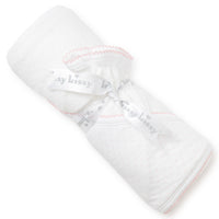 new kissy dots towel with mitt pink and white