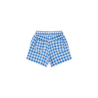 blue gingham cotton gauze shorts