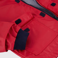 hooded rain jacket red