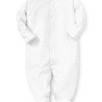baby new kissy dots print footie white silver