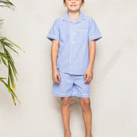 seersucker short set french blue