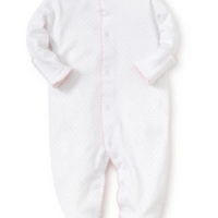 baby new kissy dots print footie white pink