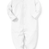 baby new kissy dots print footie white silver
