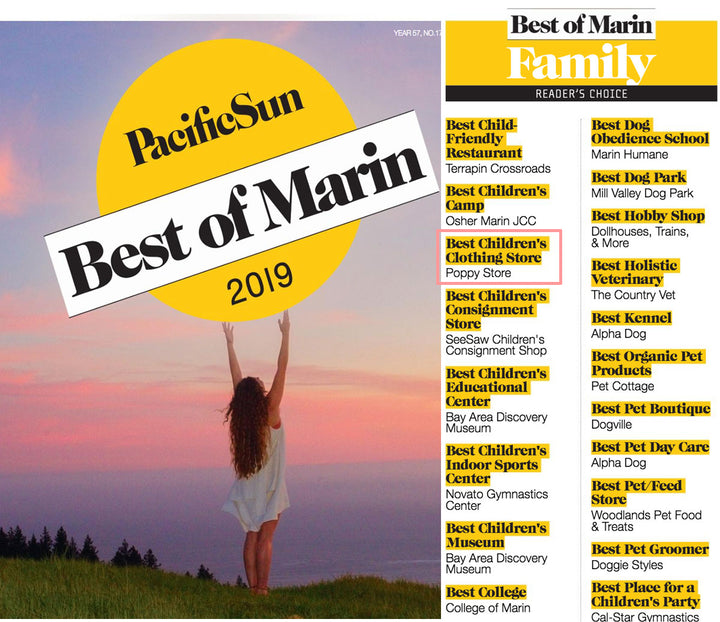 Congratulations to Poppy Marin: Best Children's Clothing Store of Marin 2019!