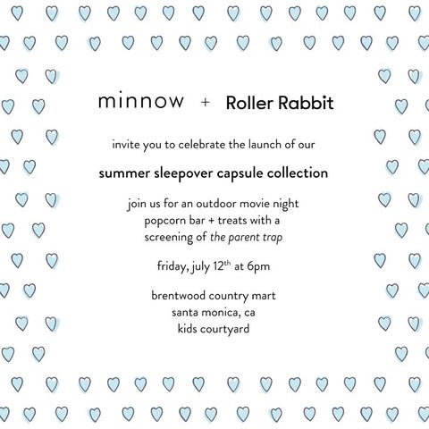 Minnow + Roller Rabbit Summer Sleep Capsule Collection Friday July 12 at Brentwood Country Mart