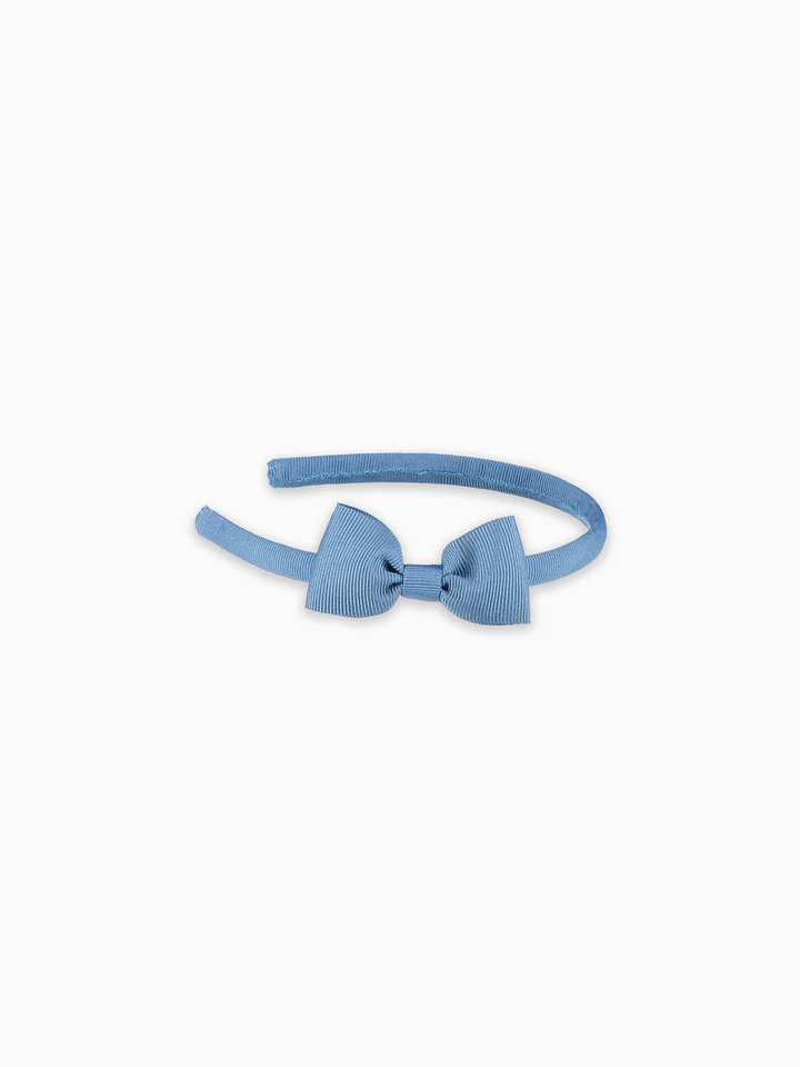 girls small bow headband dusty blue