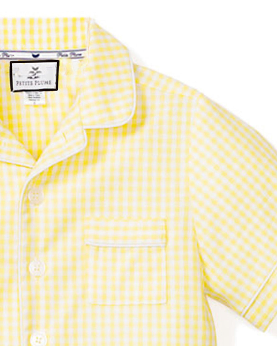 baby yellow gingham shorts set