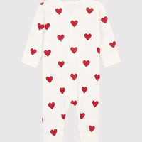 baby white red girl heart romper