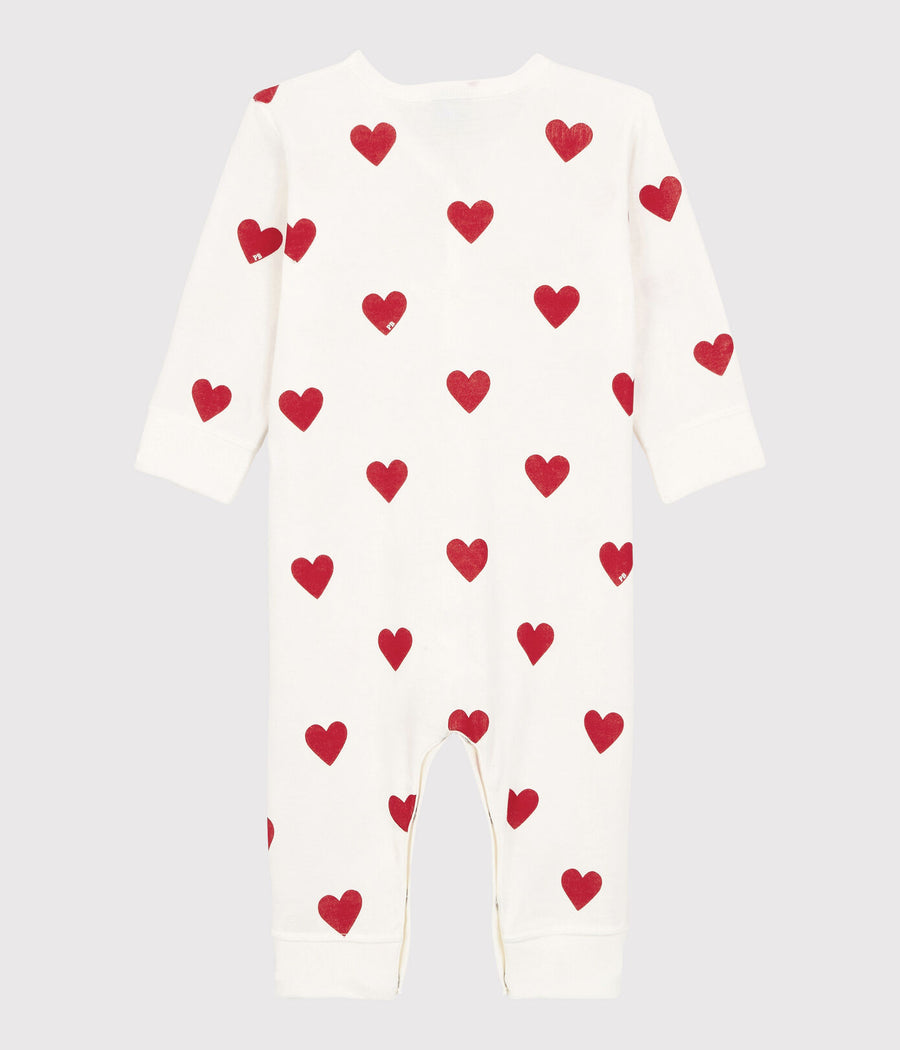 baby white red girl heart romper