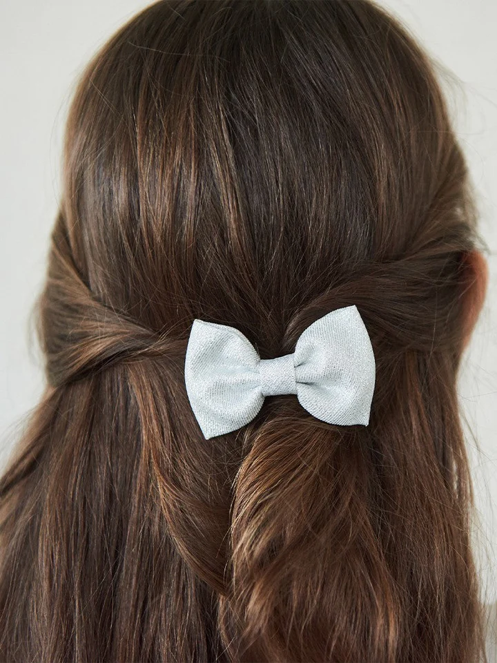 girls small bow clip silver