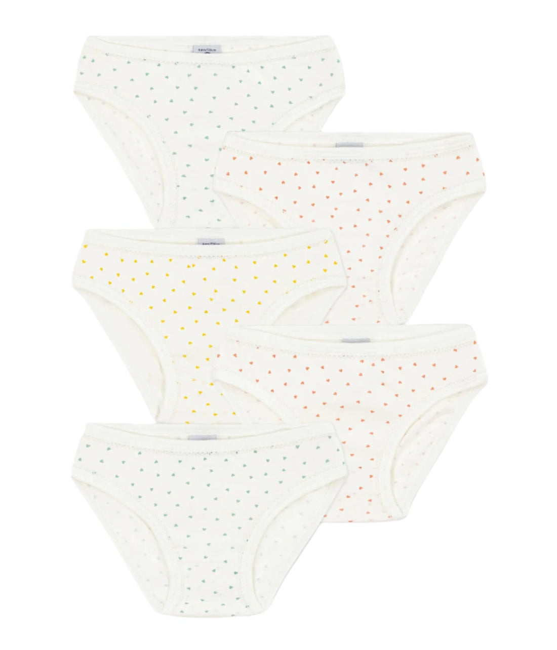 girls white 5 pk mini heart underwear