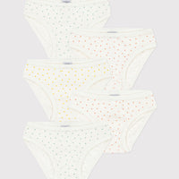 girls white 5 pk mini heart underwear