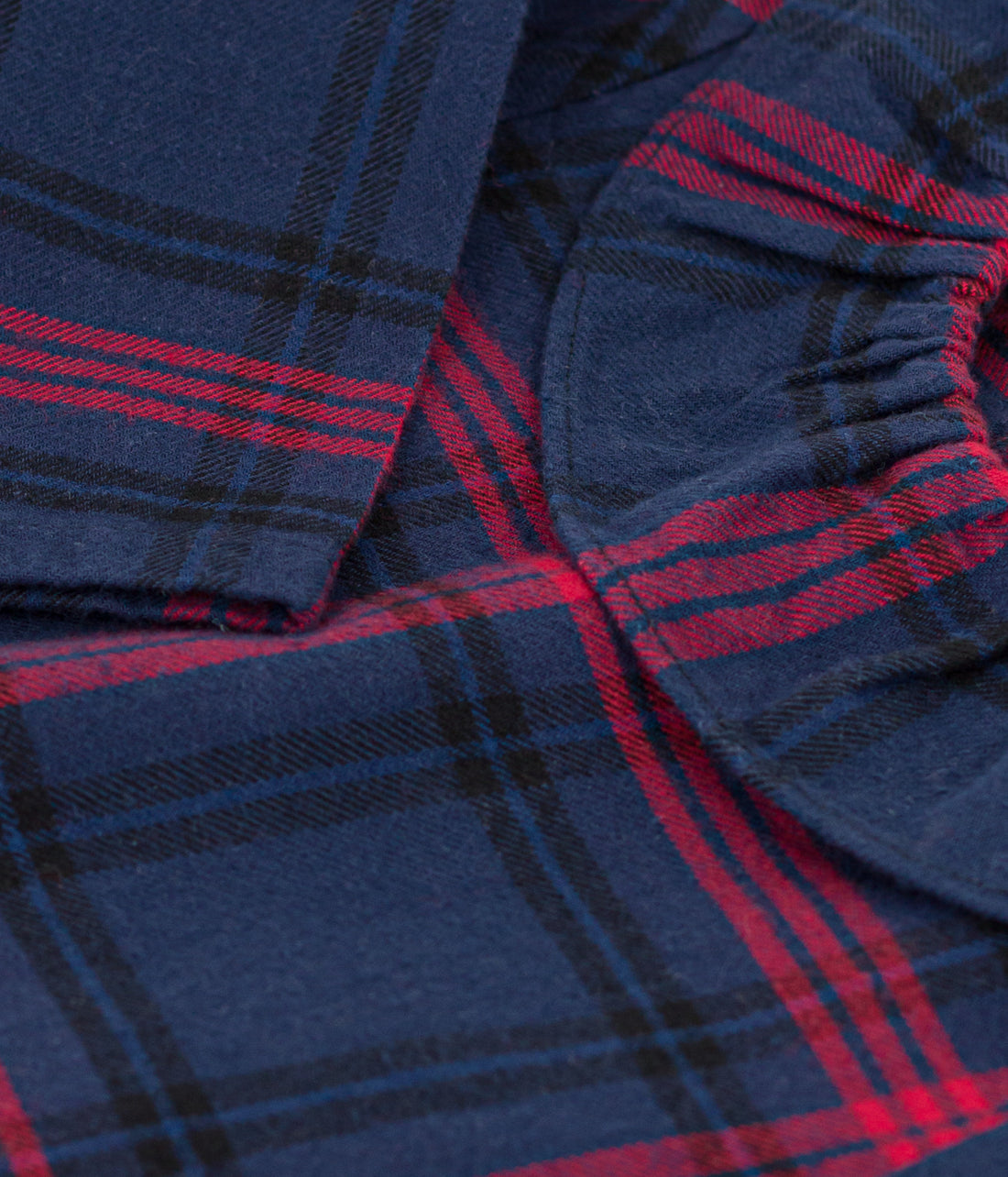 baby navy red ls check blouse