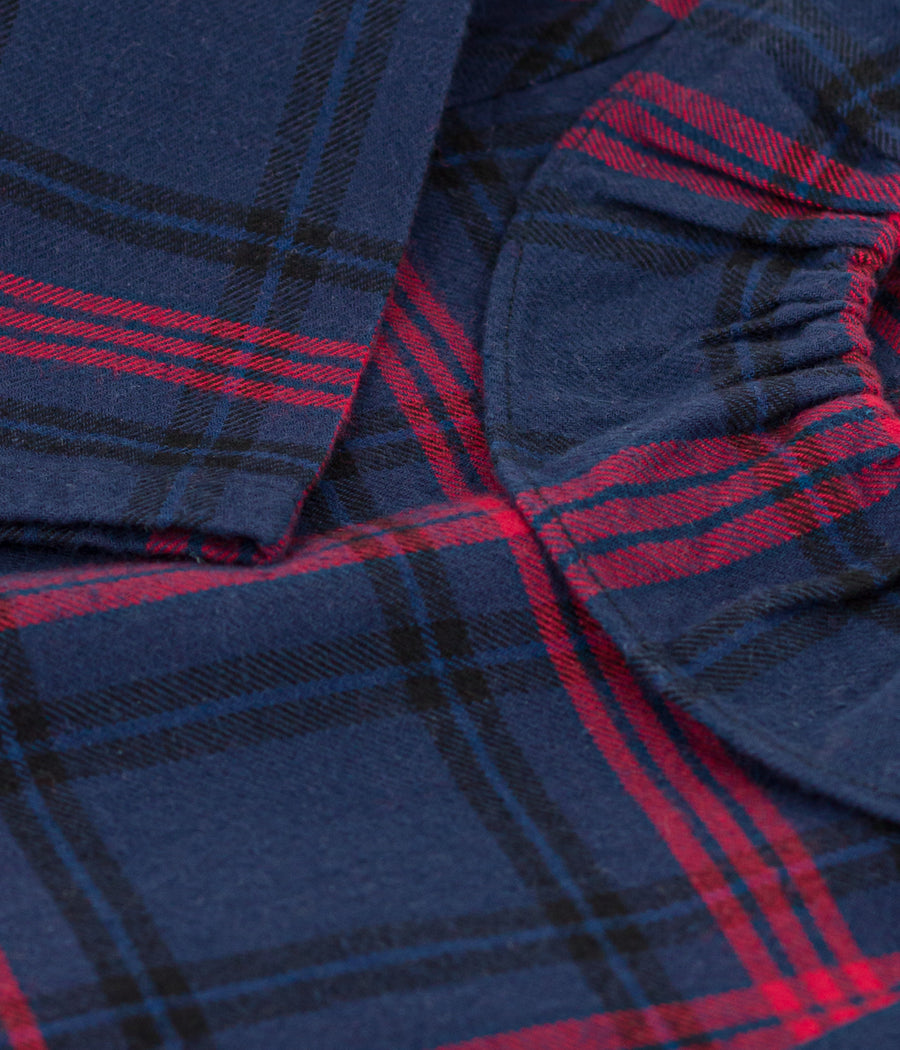 baby navy red ls check blouse