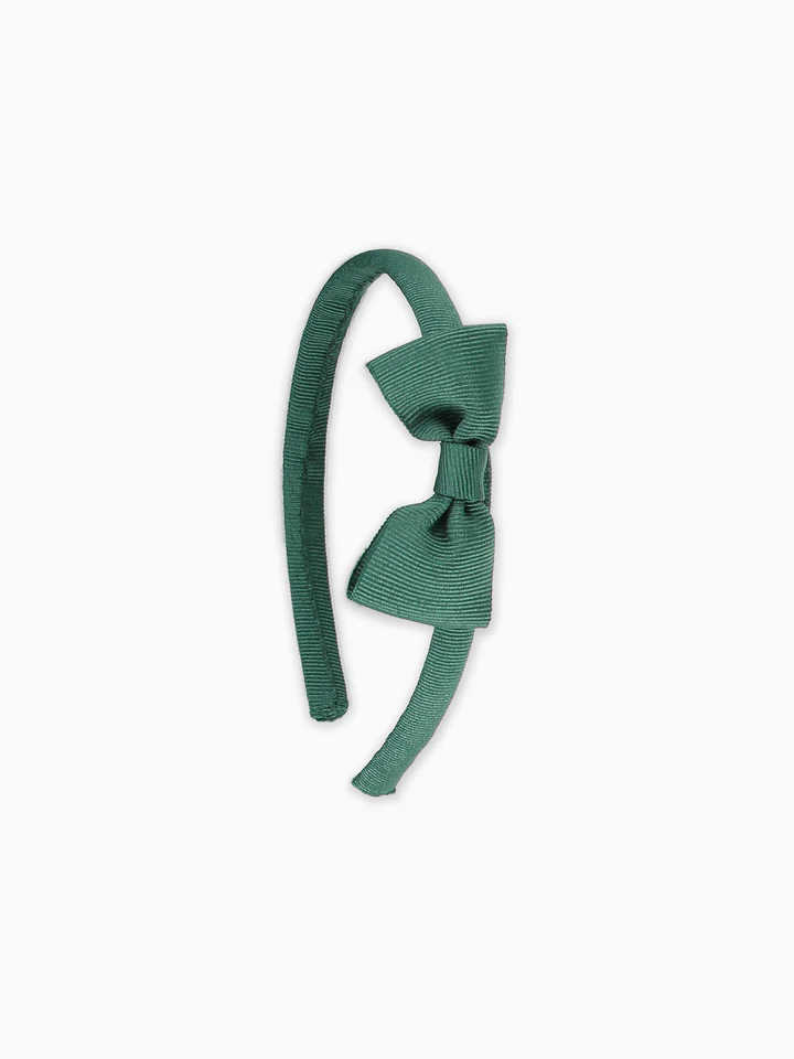 girls small bow headband dark green