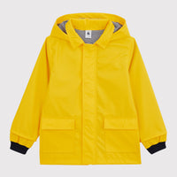 baby yellow hooded rain jacket