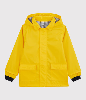 baby yellow hooded rain jacket