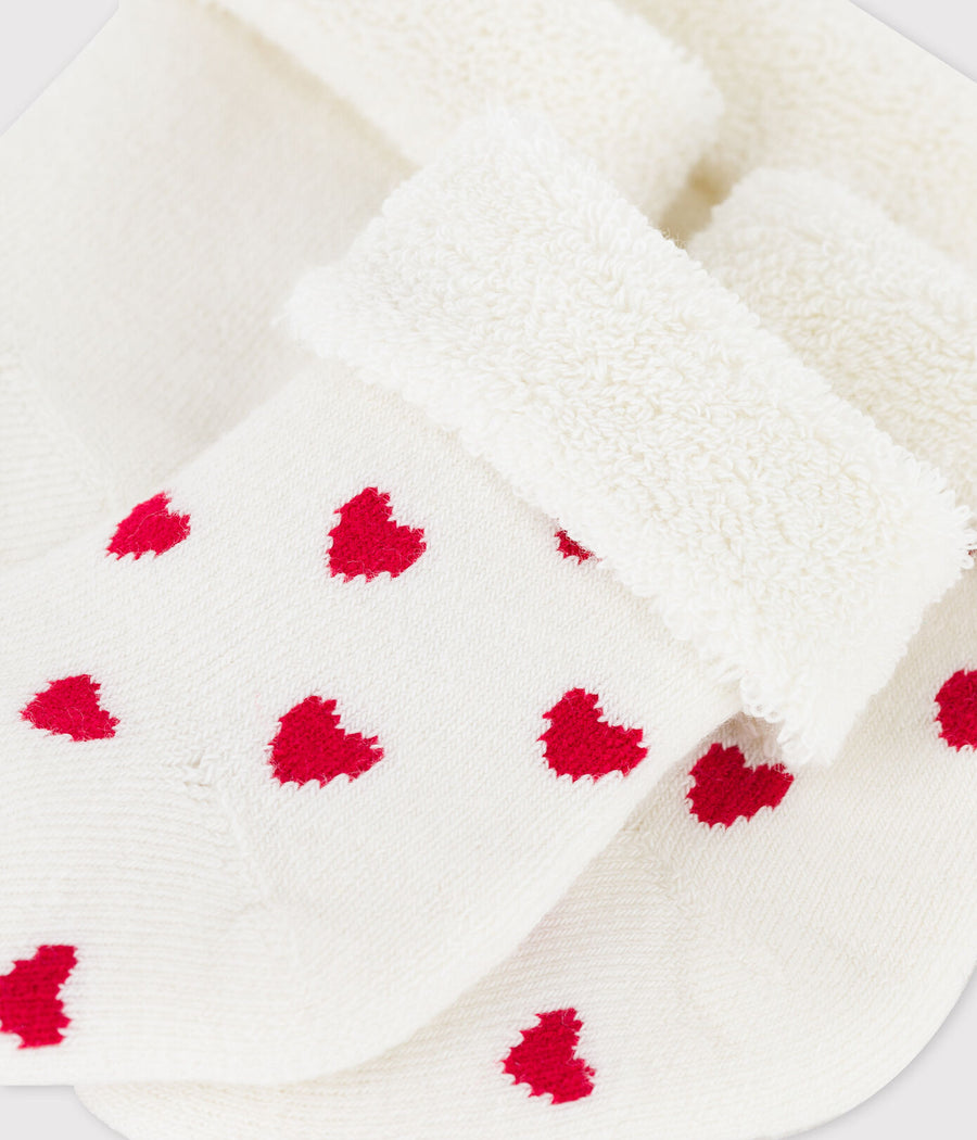 baby white 2 pk heart socks