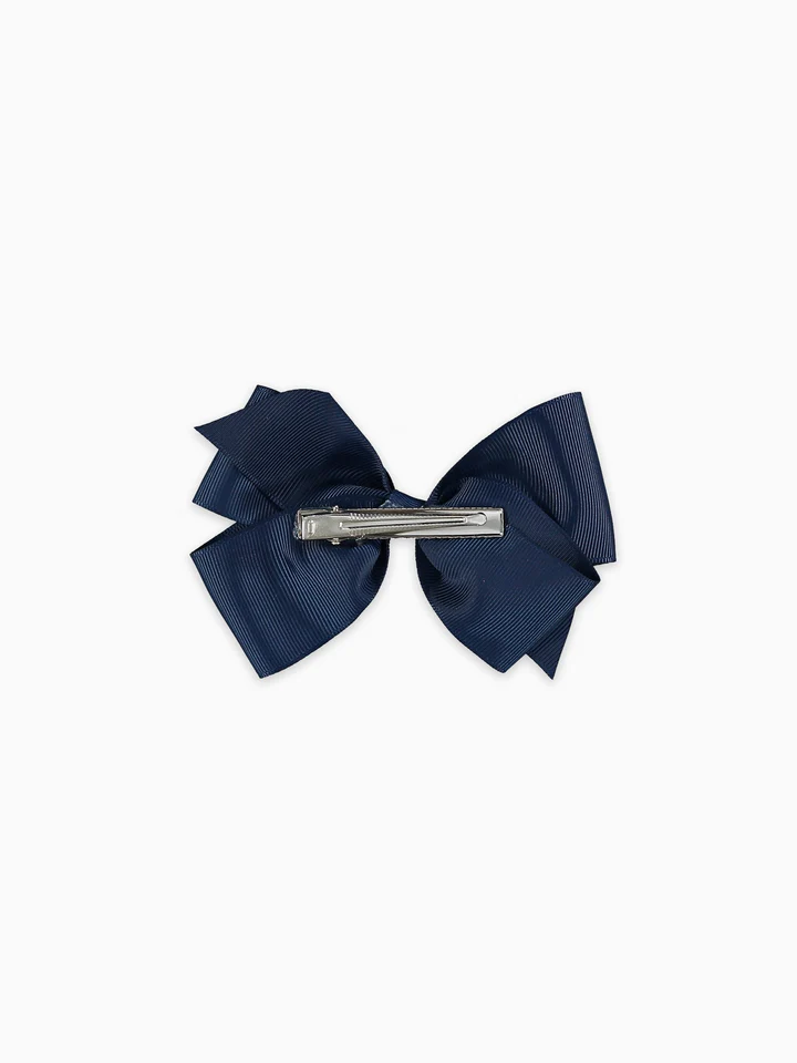 girls big bow clip navy blue