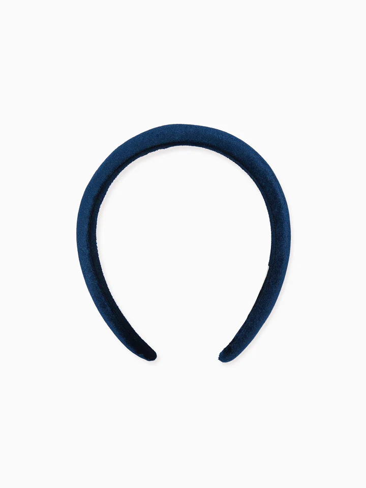 girls navy velvet wide headband