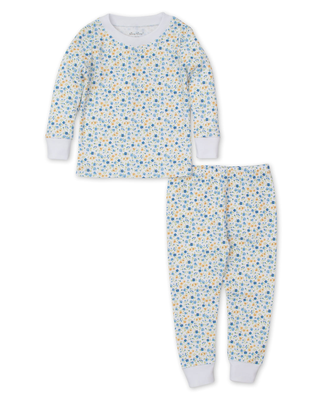 baby girl blue floral pajama set