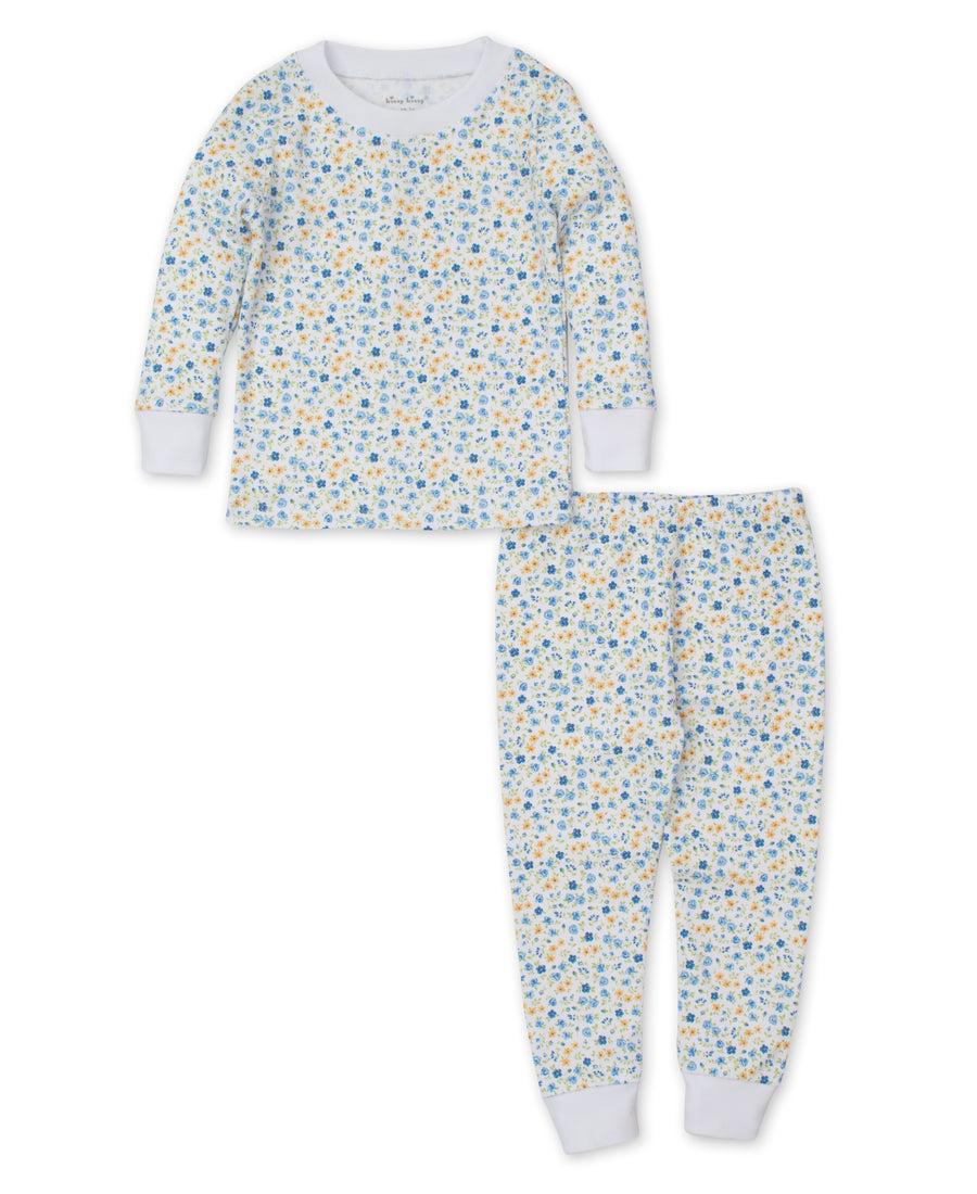 baby girl blue floral pajama set