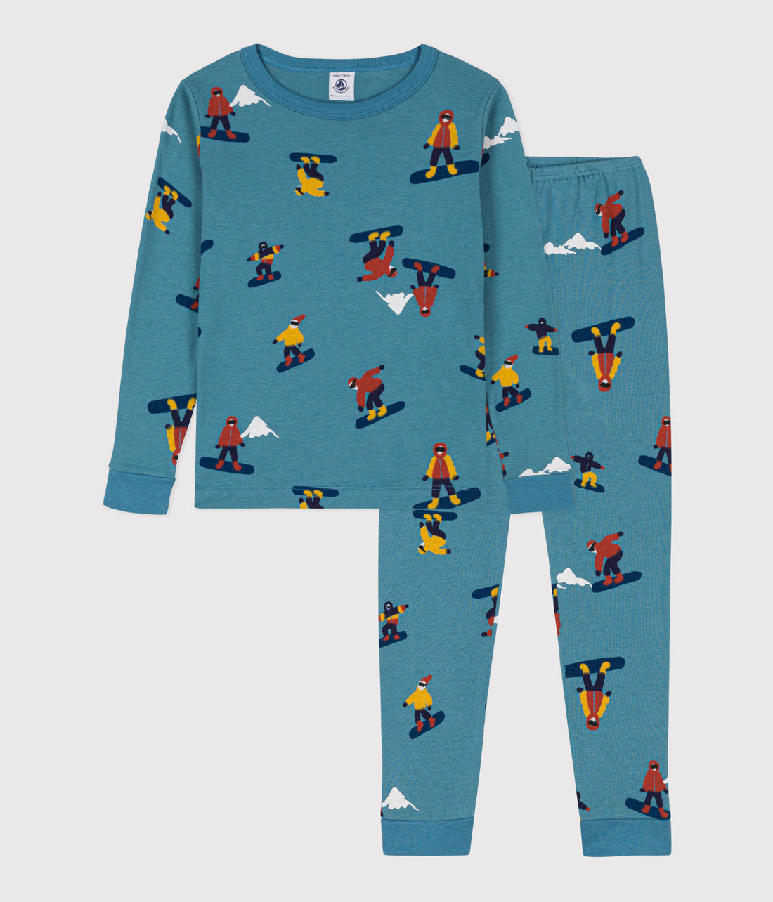 boys blue snowboard loungewear ls top & pant