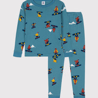 boys blue snowboard loungewear ls top & pant