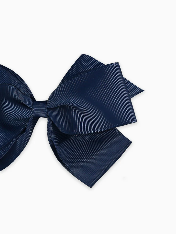 girls big bow clip navy blue