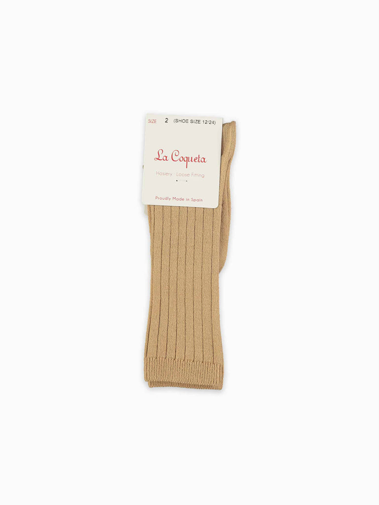 baby tan ribbed knee high socks