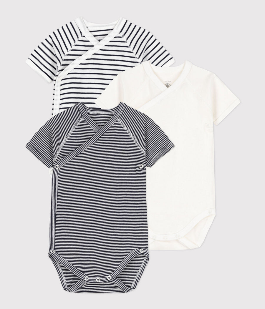 baby boy navy 3 pk ss crossover bodysuits
