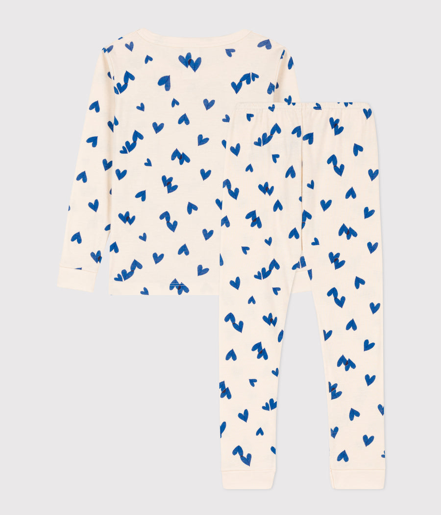 girls white blue print loungewear ls top & pant