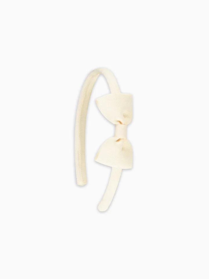 girls small bow headband off white