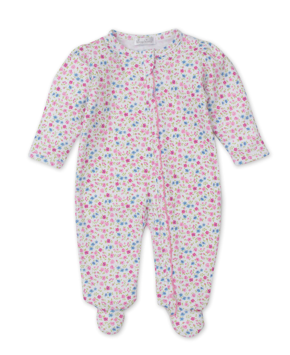baby girl pink floral fantasy footie w/zip